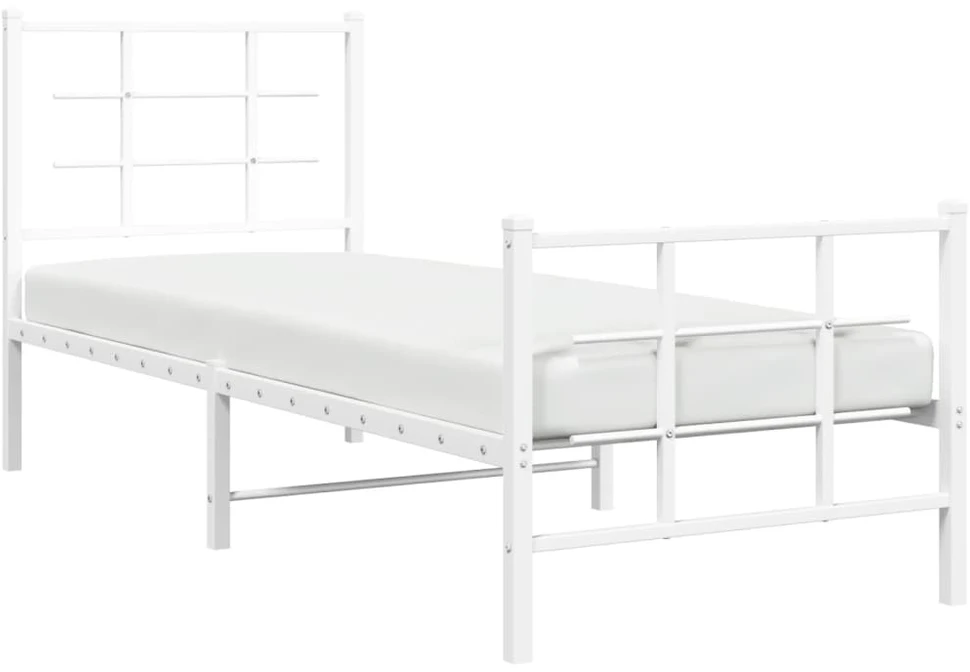 Lovos rėmas su galvūgaliu/kojūgaliu, baltas, 75x190cm, metalas
