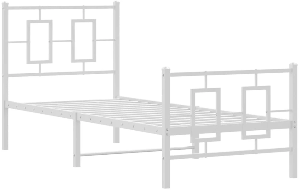 Lovos rėmas su galvūgaliu/kojūgaliu, baltas, 75x190cm, metalas