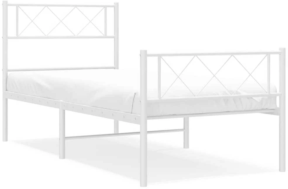 Lovos rėmas su galvūgaliu/kojūgaliu, baltas, 100x200cm, metalas