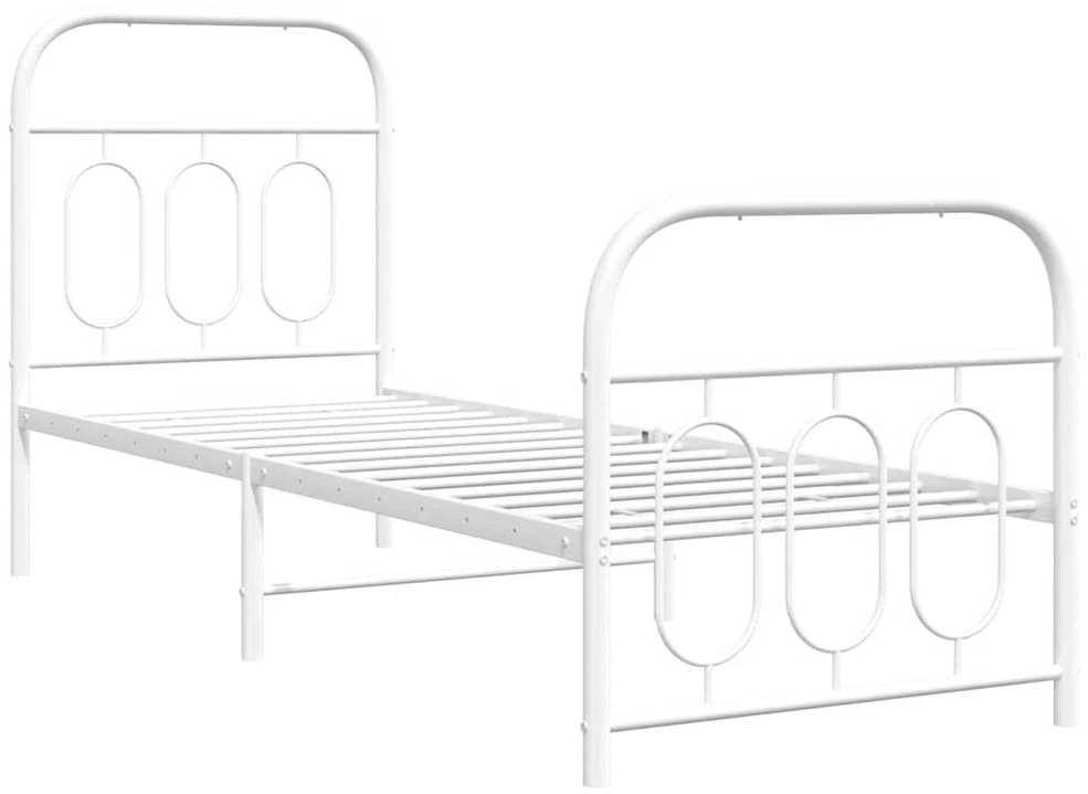 Lovos rėmas su galvūgaliu/kojūgaliu, baltas, 75x190cm, metalas