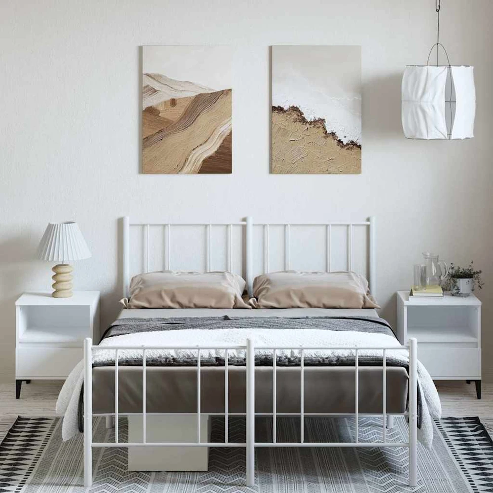 Lova Lovos rėmas su galvūgaliu/kojūgaliu, baltas, 135x190cm, metalas
