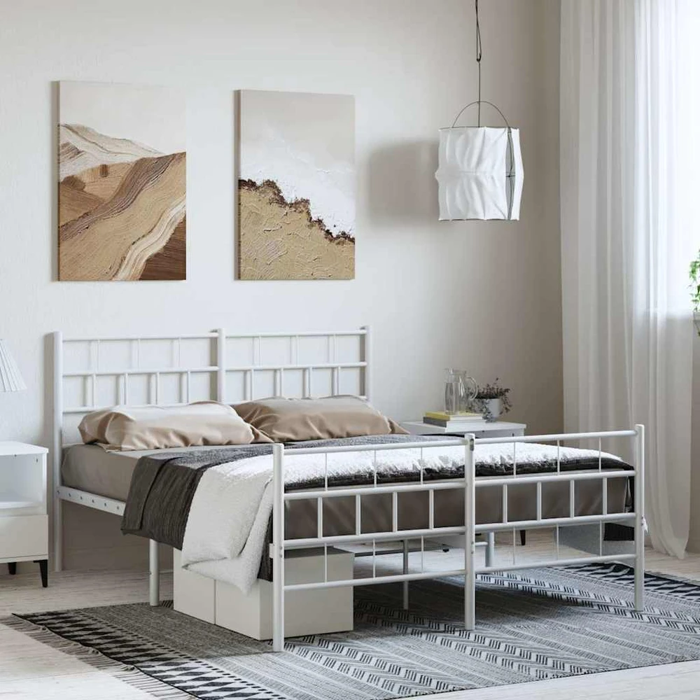 Lova Lovos rėmas su galvūgaliu/kojūgaliu, baltas, 135x190cm, metalas