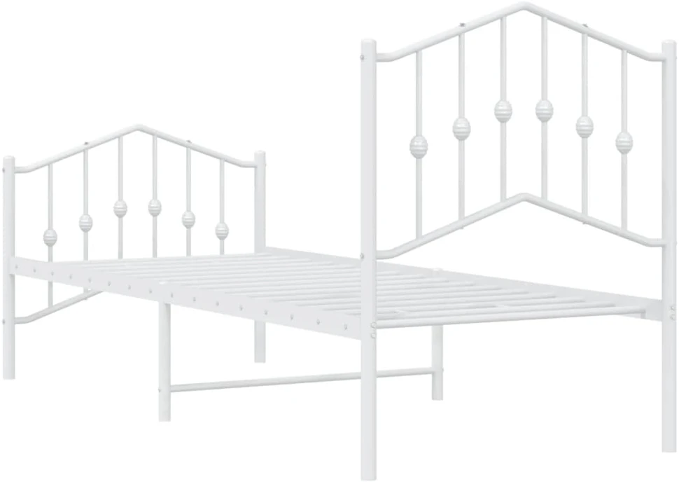 Lovos rėmas su galvūgaliu/kojūgaliu, baltas, 75x190cm, metalas
