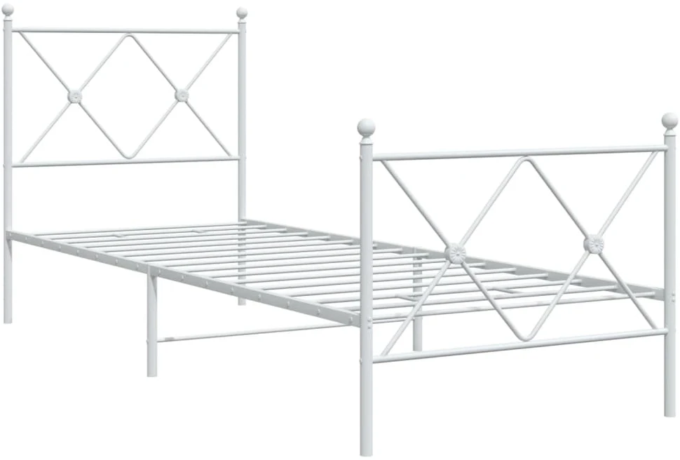 Lovos rėmas su galvūgaliu/kojūgaliu, baltas, 75x190cm, metalas