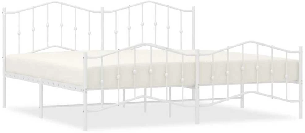 Lovos rėmas su galvūgaliu/kojūgaliu, baltas, 200x200cm, metalas