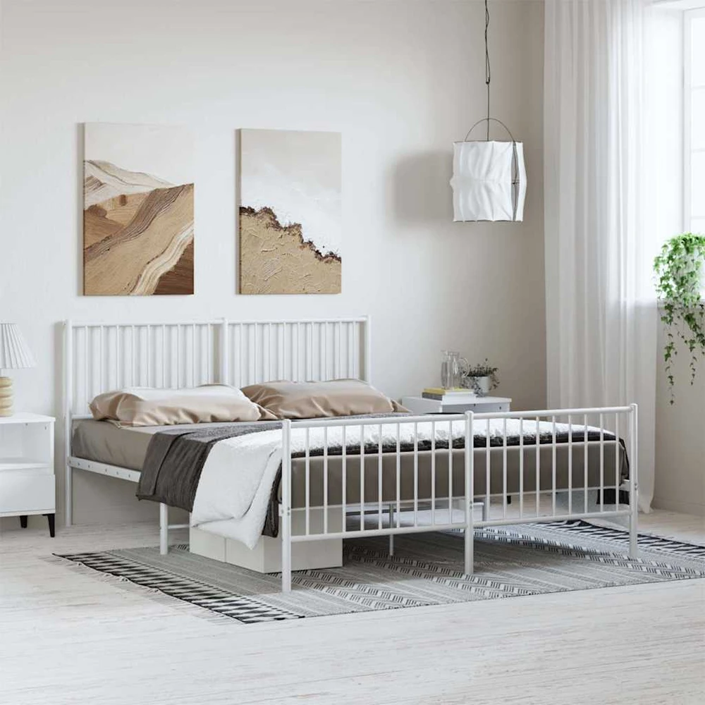 Lovos rėmas su galvūgaliu/kojūgaliu, baltas, 150x200cm, metalas