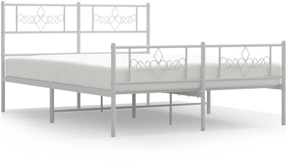 Lovos rėmas su galvūgaliu/kojūgaliu, baltas, 120x190cm, metalas