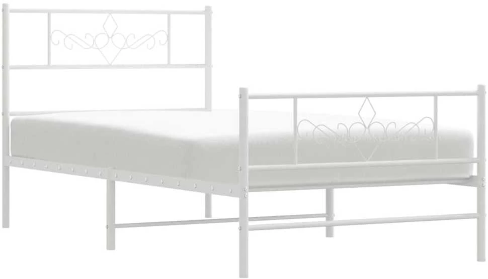 Lovos rėmas su galvūgaliu/kojūgaliu, baltas, 75x190cm, metalas