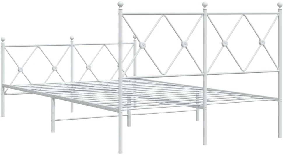 Lovos rėmas su galvūgaliu/kojūgaliu, baltas, 120x190cm, metalas