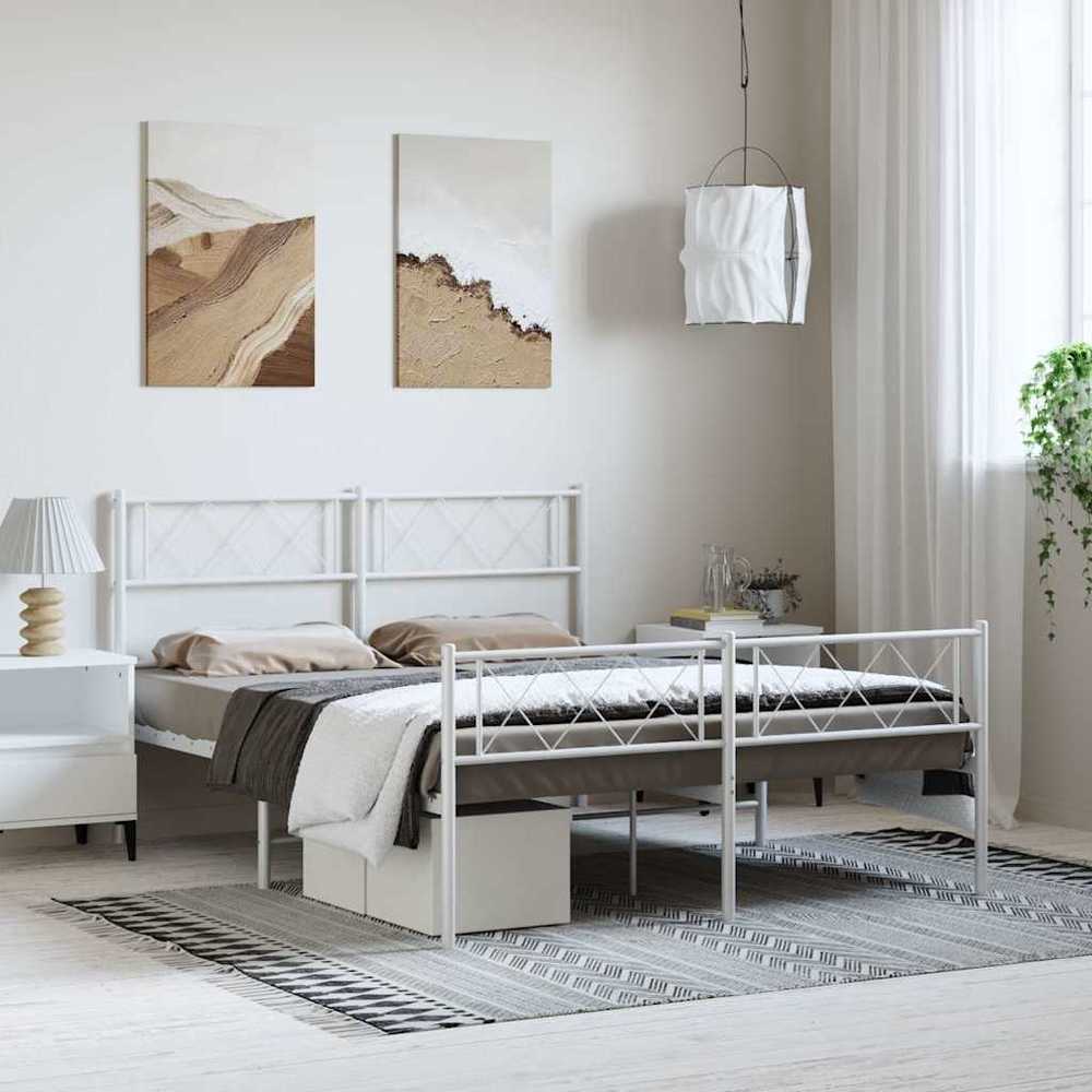 Lova Lovos rėmas su galvūgaliu/kojūgaliu, baltas, 135x190cm, metalas