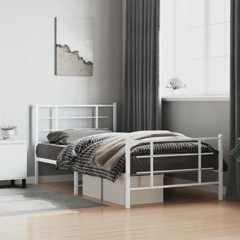 Lova Lovos rėmas su galvūgaliu/kojūgaliu, baltas, 107x203cm, metalas