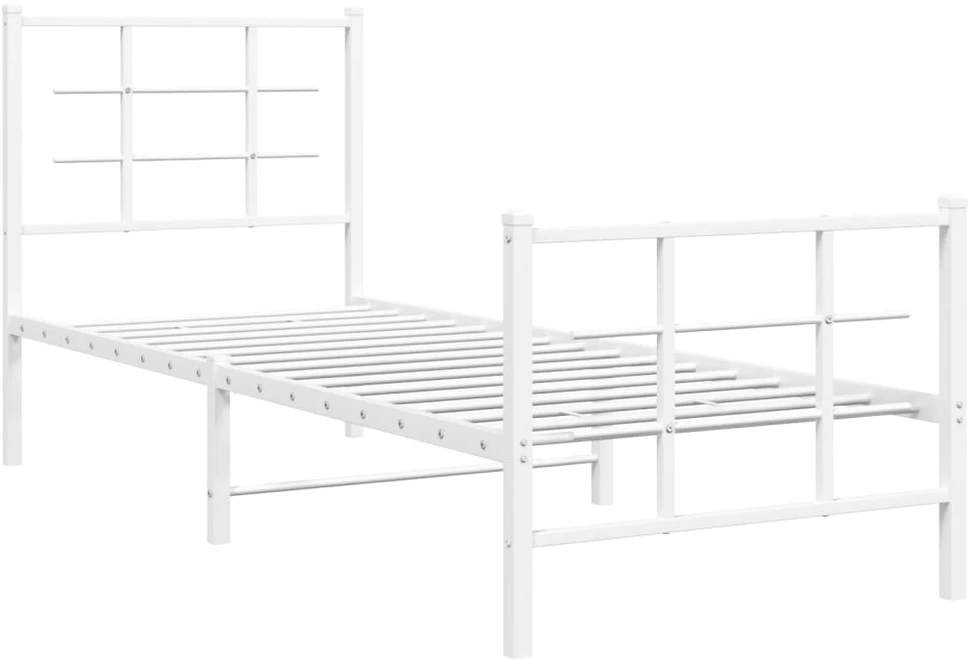 Lovos rėmas su galvūgaliu/kojūgaliu, baltas, 75x190cm, metalas