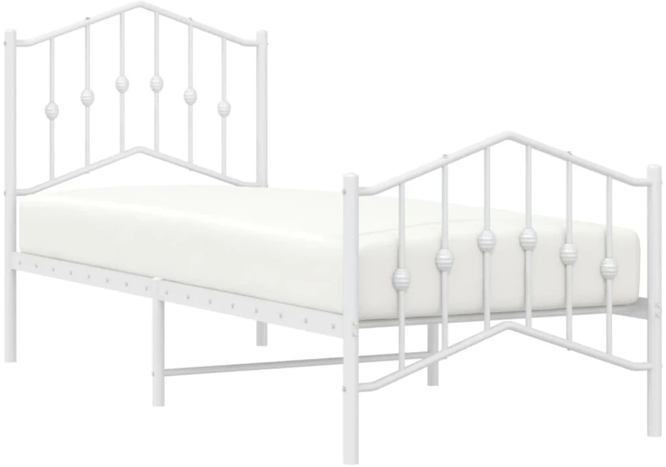 Lovos rėmas su galvūgaliu/kojūgaliu, baltas, 75x190cm, metalas