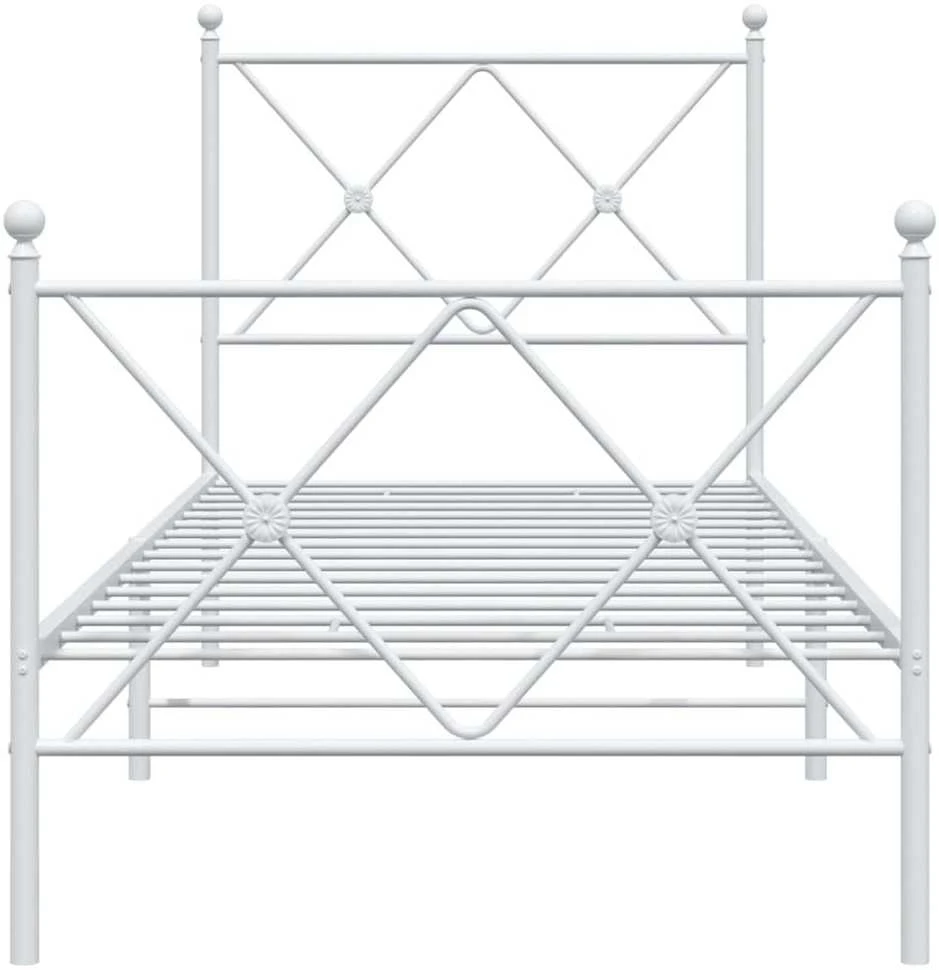 Lovos rėmas su galvūgaliu/kojūgaliu, baltas, 75x190cm, metalas