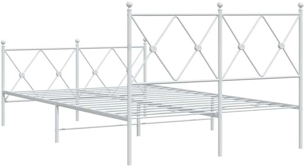 Lovos rėmas su galvūgaliu/kojūgaliu, baltas, 120x190cm, metalas