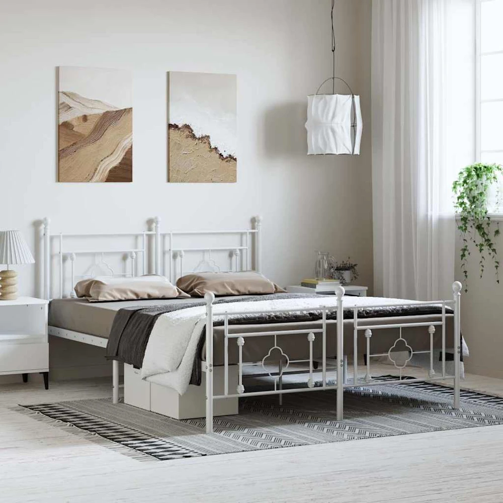 Lovos rėmas su galvūgaliu/kojūgaliu, baltas, 150x200cm, metalas