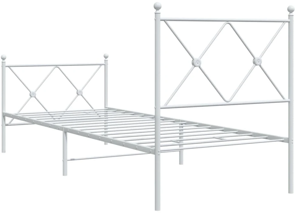 Lovos rėmas su galvūgaliu/kojūgaliu, baltas, 75x190cm, metalas