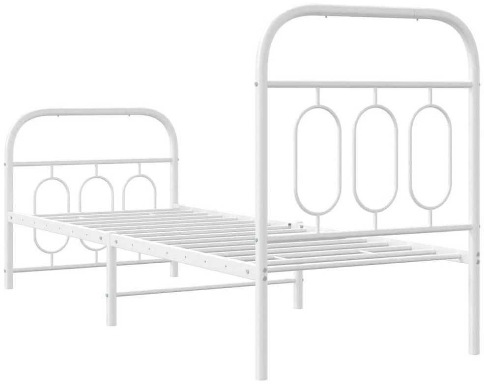 Lovos rėmas su galvūgaliu/kojūgaliu, baltas, 75x190cm, metalas