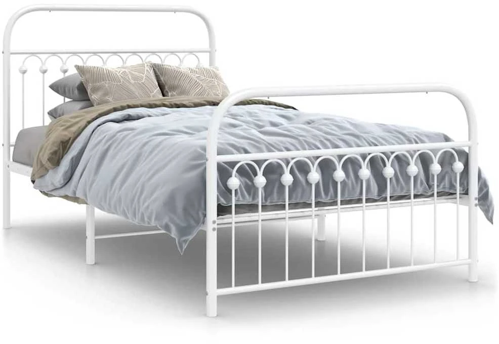 Lova Lovos rėmas su galvūgaliu/kojūgaliu, baltas, 107x203cm, metalas