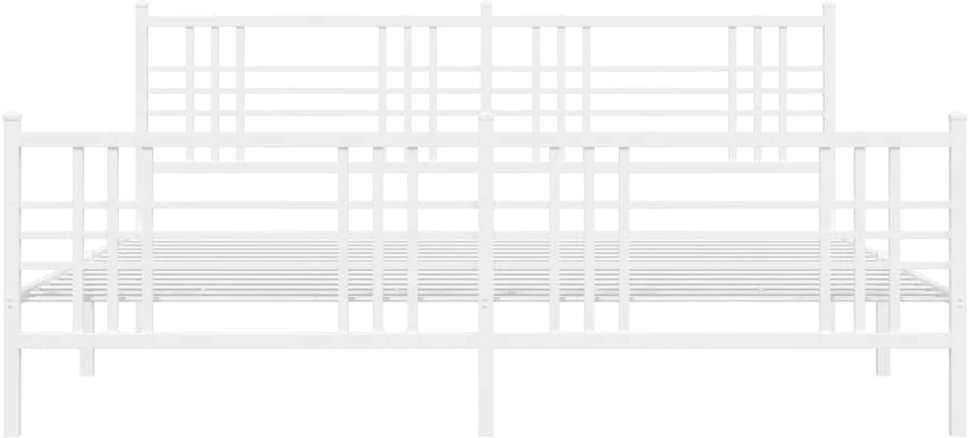 Lovos rėmas su galvūgaliu/kojūgaliu, baltas, 200x200cm, metalas
