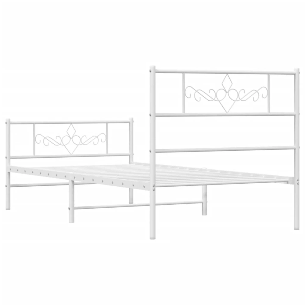 Lovos rėmas su galvūgaliu/kojūgaliu, baltas, 75x190cm, metalas