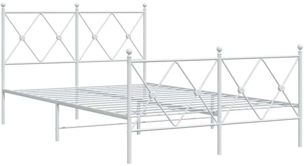 Lovos rėmas su galvūgaliu/kojūgaliu, baltas, 120x190cm, metalas