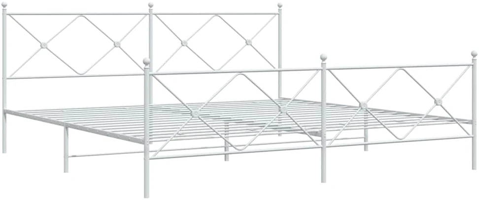 Lovos rėmas su galvūgaliu/kojūgaliu, baltas, 200x200cm, metalas