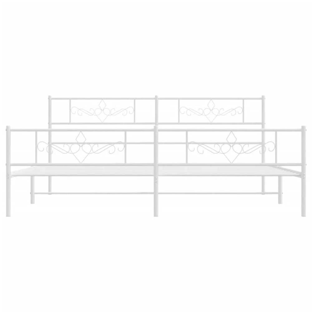 Lovos rėmas su galvūgaliu/kojūgaliu, baltas, 200x200cm, metalas