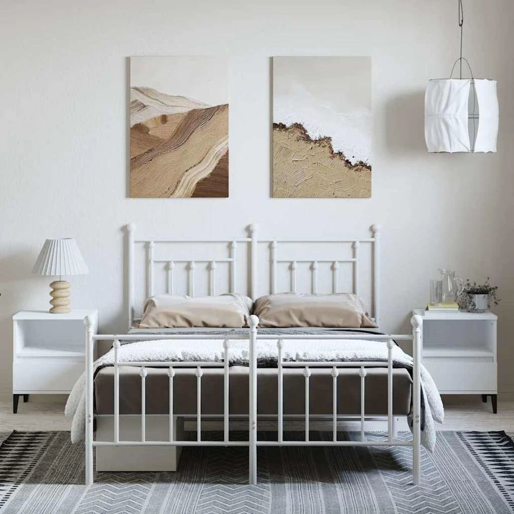 Lovos rėmas su galvūgaliu/kojūgaliu, baltas, 150x200cm, metalas
