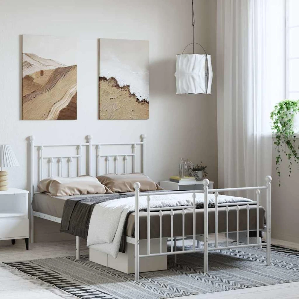 Lova Lovos rėmas su galvūgaliu/kojūgaliu, baltas, 135x190cm, metalas