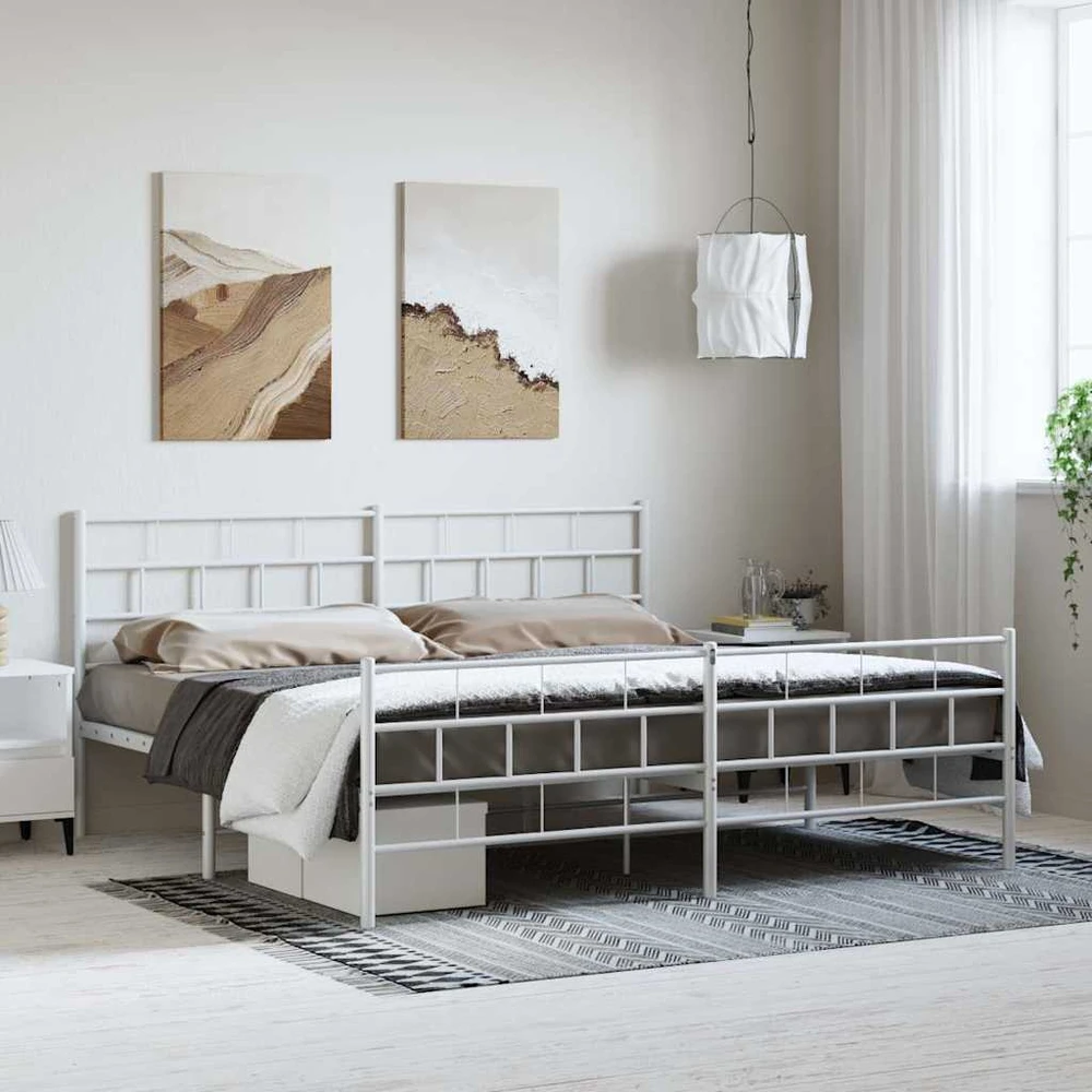 Lova Lovos rėmas su galvūgaliu/kojūgaliu, baltas, 183x213cm, metalas