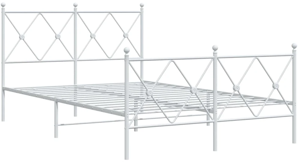 Lovos rėmas su galvūgaliu/kojūgaliu, baltas, 120x190cm, metalas