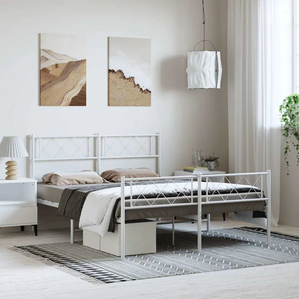 Lova Lovos rėmas su galvūgaliu/kojūgaliu, baltas, 135x190cm, metalas