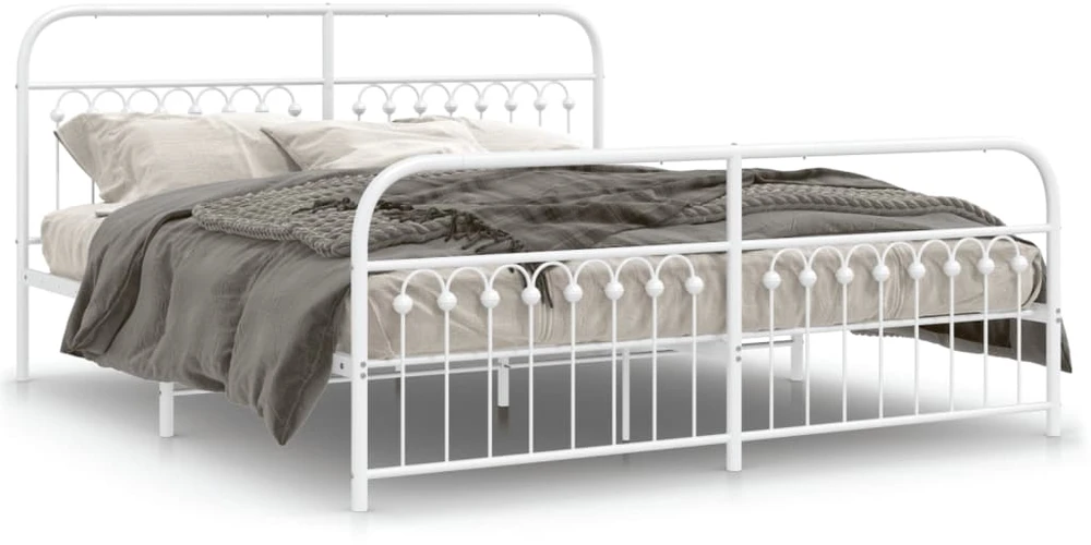 Lova Lovos rėmas su galvūgaliu/kojūgaliu, baltas, 183x203cm, metalas