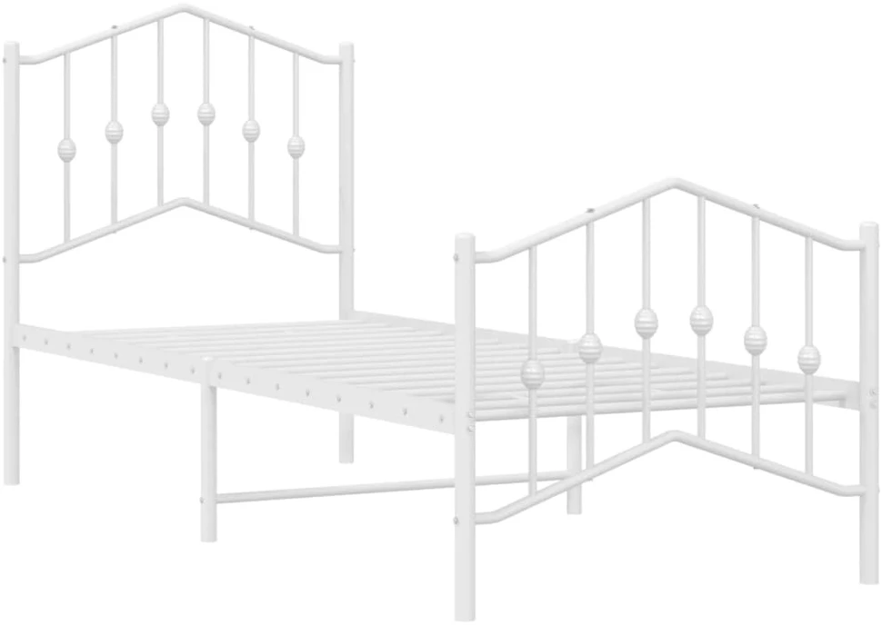 Lovos rėmas su galvūgaliu/kojūgaliu, baltas, 75x190cm, metalas