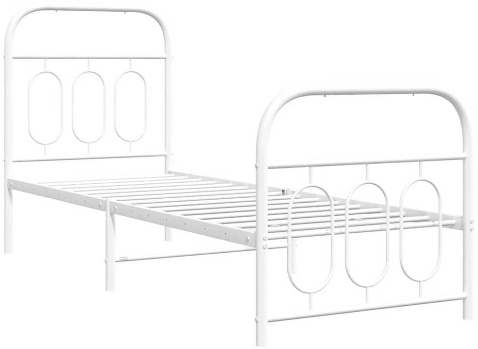 Lovos rėmas su galvūgaliu/kojūgaliu, baltas, 75x190cm, metalas