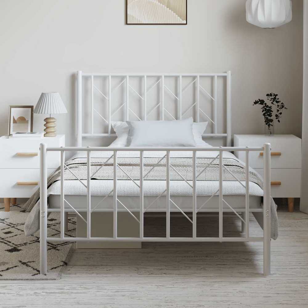 Lovos rėmas su galvūgaliu/kojūgaliu, baltas, 100x200cm, metalas