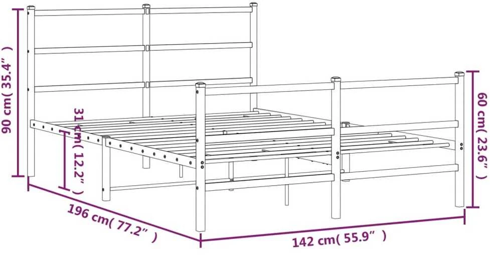 Lova Lovos rėmas su galvūgaliu/kojūgaliu, baltas, 135x190cm, metalas