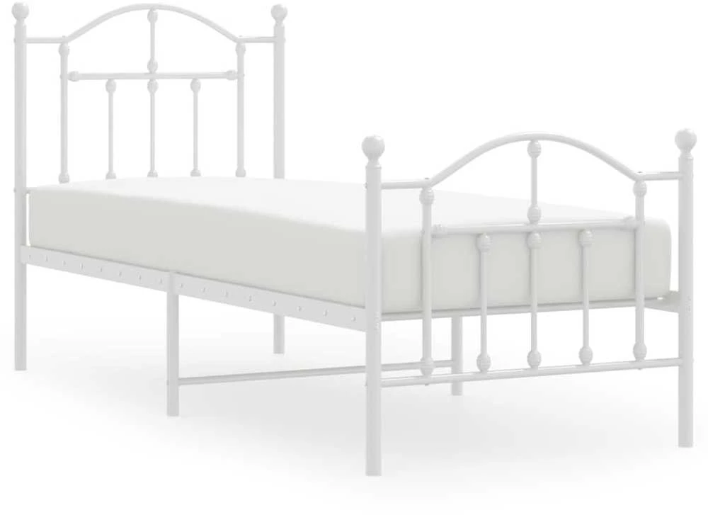 Lovos rėmas su galvūgaliu/kojūgaliu, baltas, 75x190cm, metalas