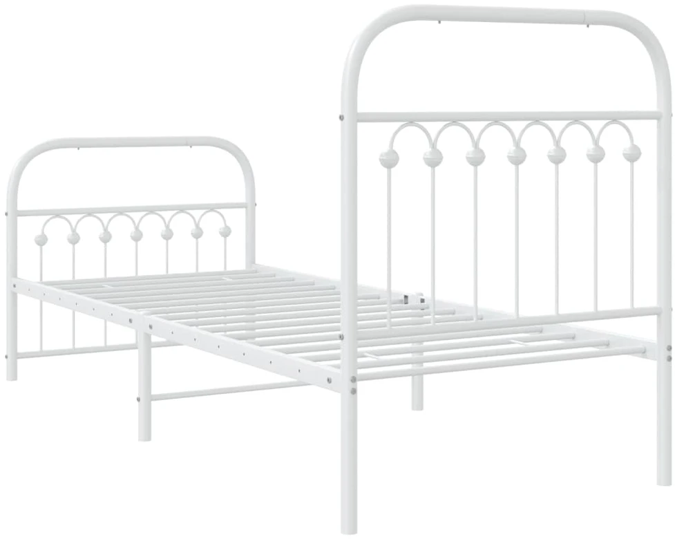 Lovos rėmas su galvūgaliu/kojūgaliu, baltas, 75x190cm, metalas