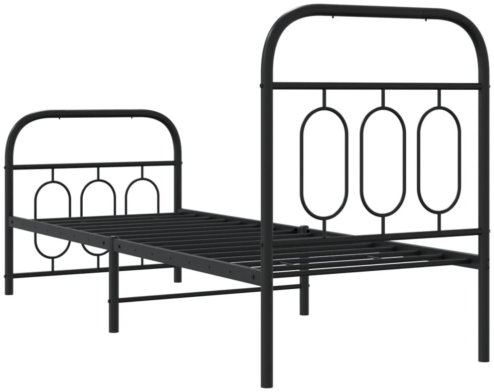 Lovos rėmas su galvūgaliu/kojūgaliu, juodas, 75x190cm, metalas