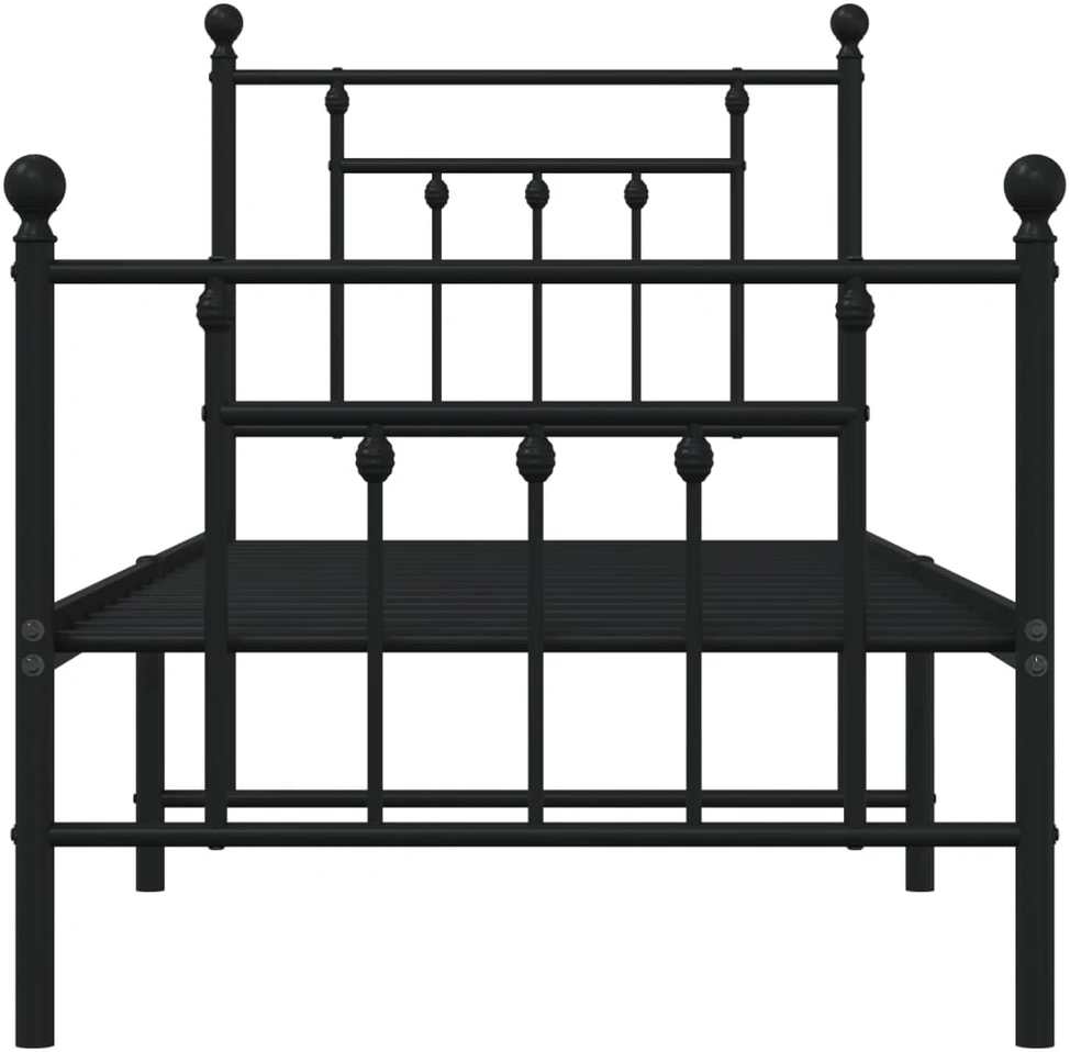 Lovos rėmas su galvūgaliu/kojūgaliu, juodas, 75x190cm, metalas