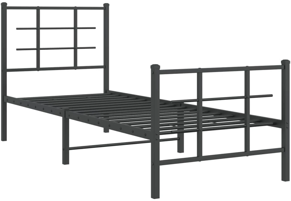Lovos rėmas su galvūgaliu/kojūgaliu, juodas, 75x190cm, metalas