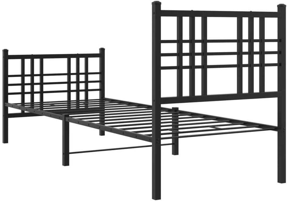 Lovos rėmas su galvūgaliu/kojūgaliu, juodas, 80x200cm, metalas