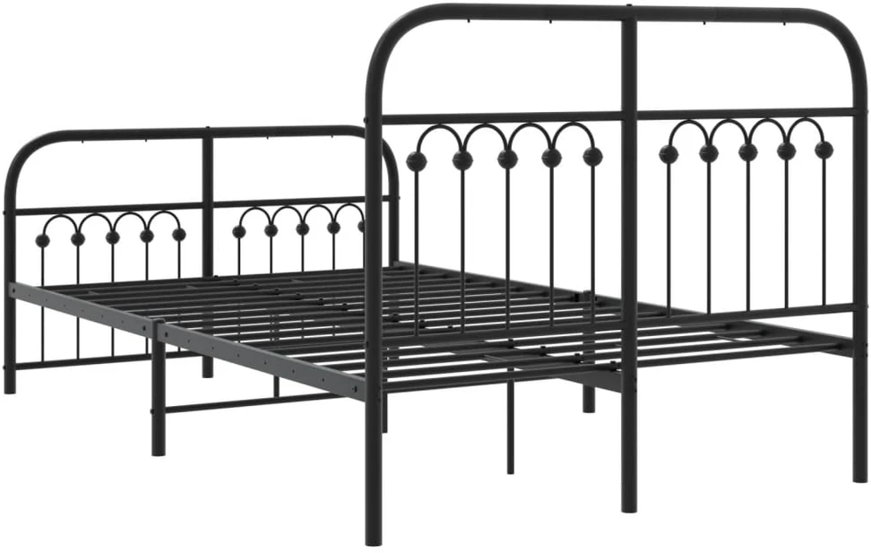 Lovos rėmas su galvūgaliu/kojūgaliu, juodas, 120x190cm, metalas