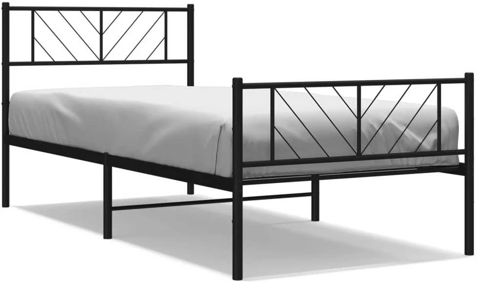 Lovos rėmas su galvūgaliu/kojūgaliu, juodas, 90x190cm, metalas
