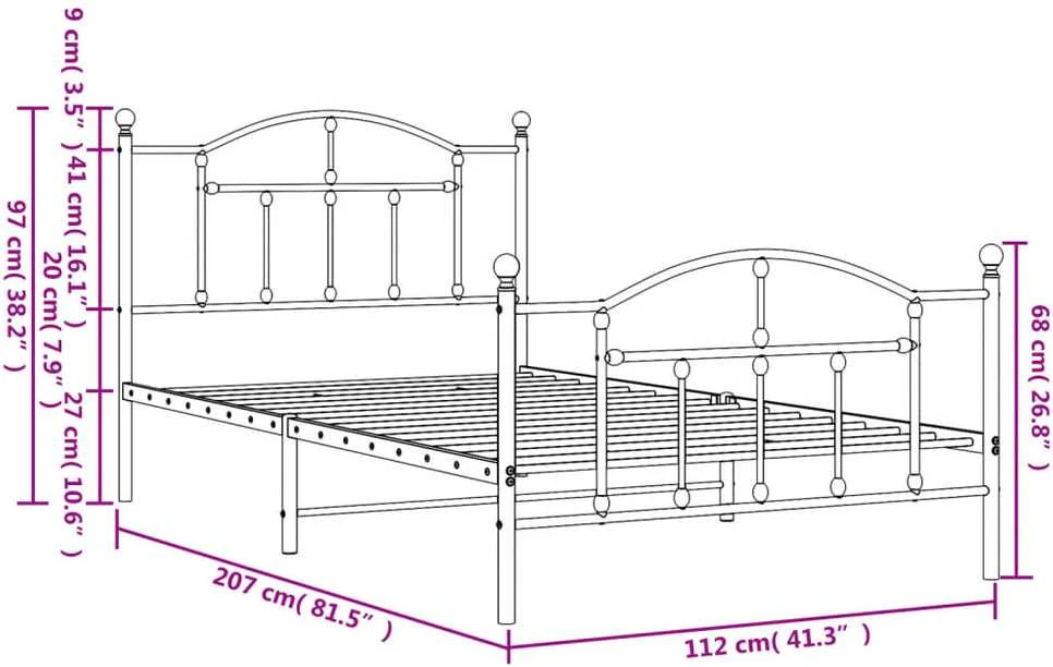 Lova Lovos rėmas su galvūgaliu/kojūgaliu, juodas, 107x203cm, metalas