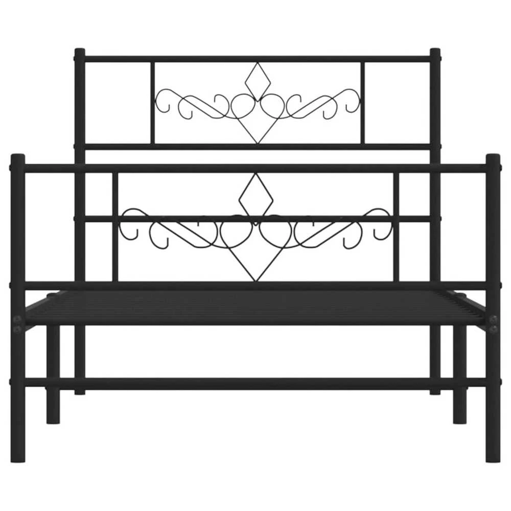 Lovos rėmas su galvūgaliu/kojūgaliu, juodas, 90x190cm, metalas