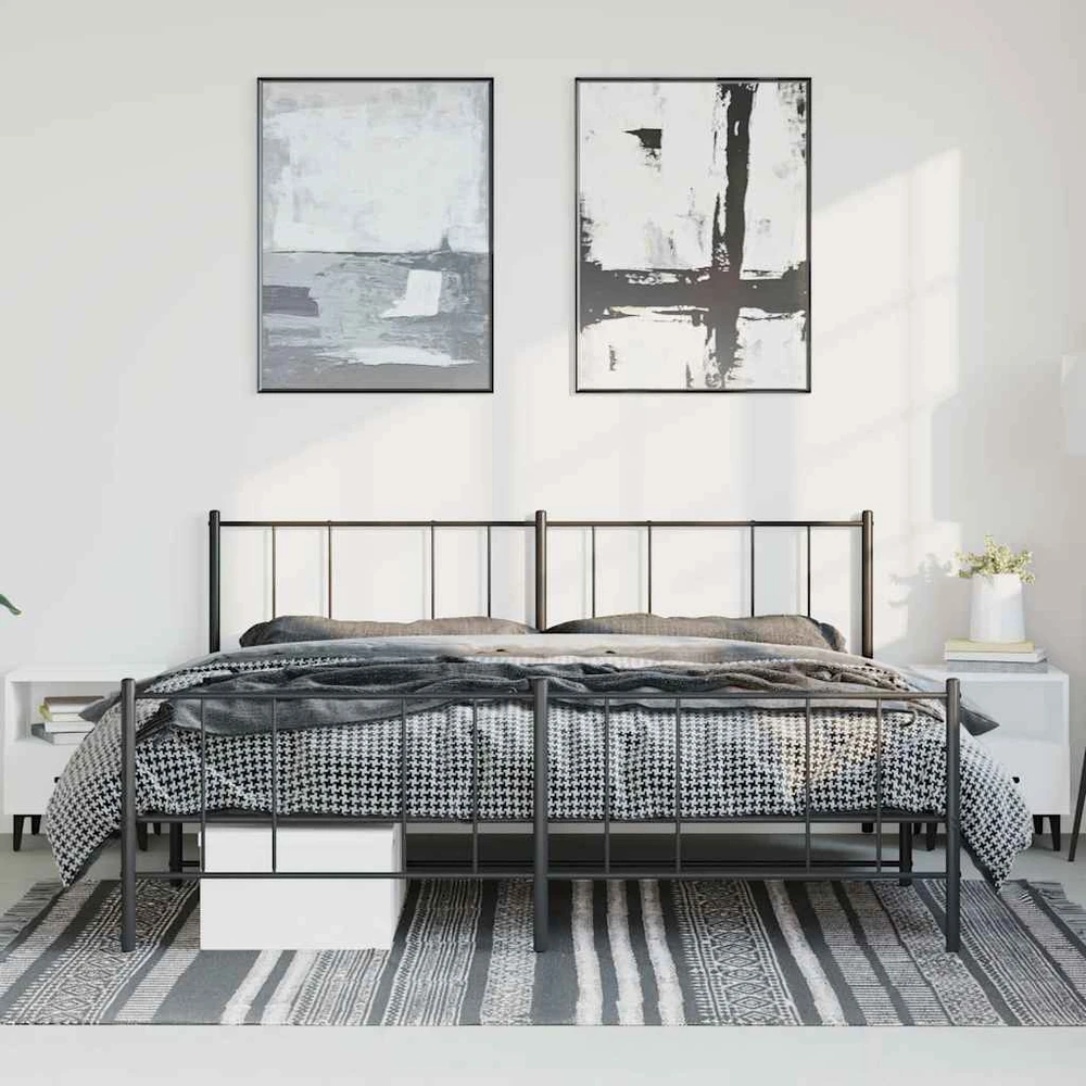 Lova Lovos rėmas su galvūgaliu/kojūgaliu, juodas, 183x213cm, metalas