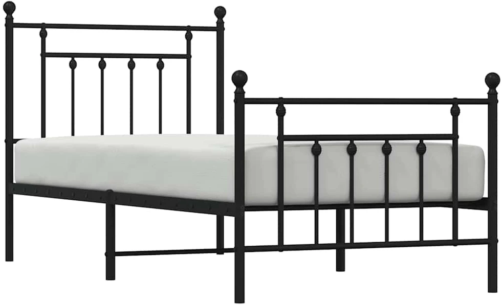 Lovos rėmas su galvūgaliu/kojūgaliu, juodas, 90x190cm, metalas